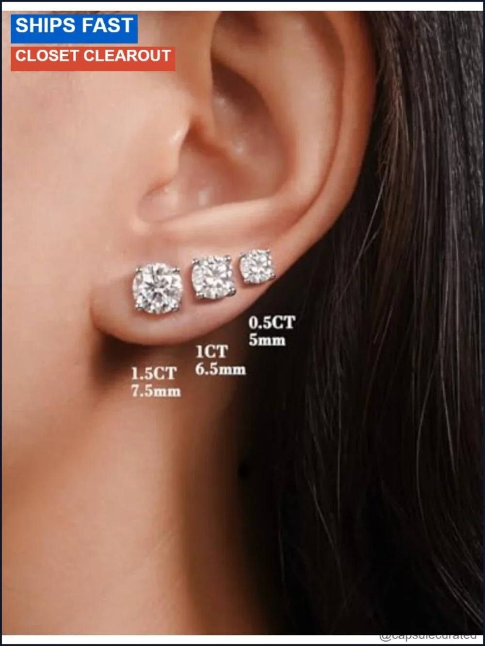 Moissanite Stud Earrings 925 Sterling Silver 18K White Gold Plated